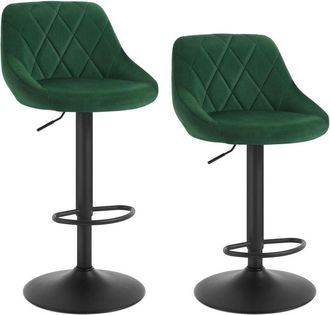 Woltu Woltu - bar stools Bar chairs Breakfast Dining stools 2 pcs Velvet Exterior Green