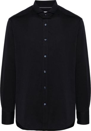 Brunello Cucinelli Navy Blue Navy Blue Front Button Down Shirt