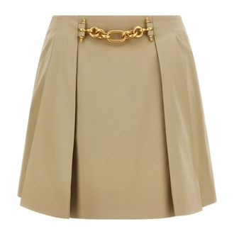 Balmain Cotton Gabardine Mini Skirt - female - Balmain - Short Skirts - Beige - 2XS - Skirts