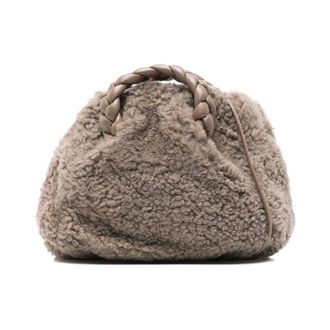 Hereu Handbags, female, Gray, ONE SIZE, Grey Braided Top Handle Textured Bag