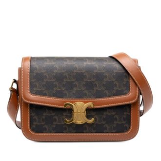 Celine Pre-owned Celine Classique Triomphe Coated Canvas and Calfskin Triomphe Crossbody Ladies 0IRVJ3UBHTZFUK01