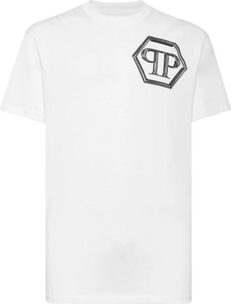 Philipp Plein T-shirt Ronde Hals Hexagon - Heren - T-shirts - Wit - 2XL - Katoen - Tops
