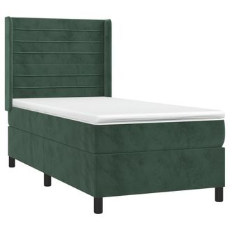 vidaXL Vidaxl - Cama Box Spring Colch&oacute;n Y Led Terciopelo Verde Oscuro 100x200cm