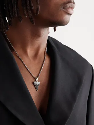 David Yurman Shark Tooth Silver Diamond Pendant