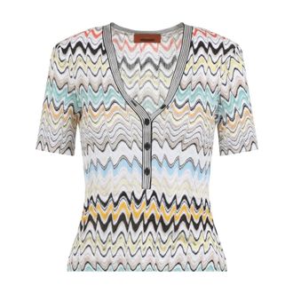 Missoni Gebreide top met korte mouwen - Dames - Truien - Veelkleurig - Maat: 2XS Linnen