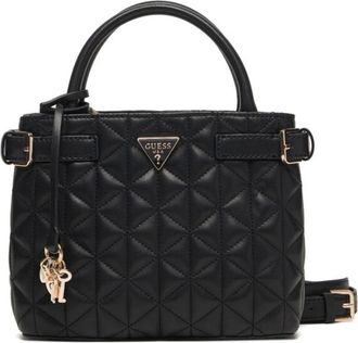 Guess Paisleigh Quilted Small Satchel - Dames - Handtassen - Zwart - ONE Size - Leer - Tassen