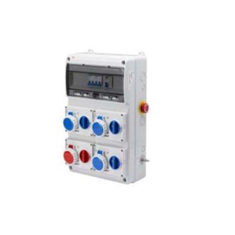 Rosi Collection Quadro asc con prese interbloccate Rosi materiale elettrico serie 14 3x3p + 1x4p 16a con pulsante di emergenza - 2203s