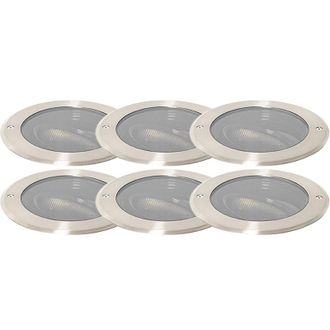 QAZQA Moderno Set De 6 Focos De Suelo Acero Ar111 Orientables Ip65 - Delux Honey Aluminio /vidrio Redonda Adecuado Para Led Max. 1 X 50 Watt - Qazqa