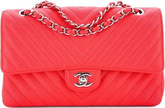 Chanel Classic Double Flap Bag Chevron Caviar Medium shoulder bag - Rosso