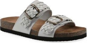 White Mountain Hey Hey Slide Sandal in White Leather at Nordstrom Rack, Size 10