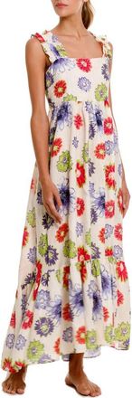 The Lazy Poet Mika Floral Linen Nightgown in White at Nordstrom, Size X-Small