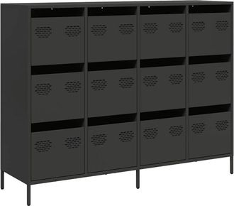 vidaXL Vidaxl - Aparador de acero laminado en frío negro 135x39x103,5 cm