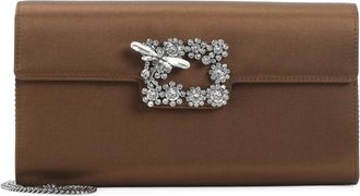 Roger Vivier Dragonfly Envelope - Dames - Clutches - Bruin - ONE Size - Satijn - Tassen