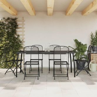 vidaXL Vidaxl - Juego De Comedor De Jard&iacute;n 7 Pzas Malla Met&aacute;lica Gris Antracita