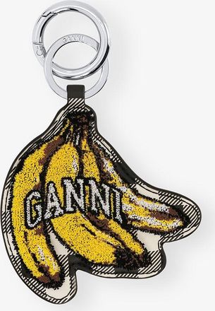 Ganni Black Banana Keyring