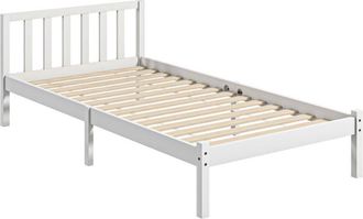 HOMCOM Homcom - Marco De Cama De Madera Estructura De Cama Somier Con Cabecera Para Colch&oacute;n 90x190 Cm Carga 120 Kg 198x96x70 Cm Blanco