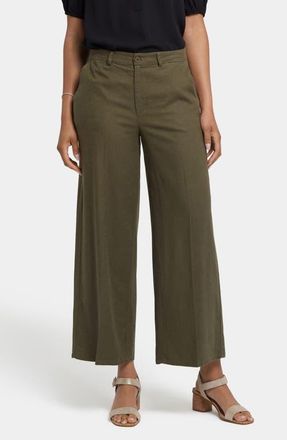 NYDJ Morgan Stretch Linen Wide Leg Ankle Pants in Bay Leaf at Nordstrom, Size 00