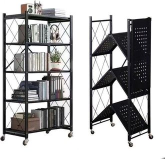 OEM Seven Comfort Estanter&iacute;a De Almacenamiento Plegable De 5 Niveles En Metal Con Ruedas - 100 Kg - Para Cocina, Ba&ntilde;o, Sal&oacute;n