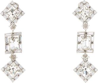 Alessandra Rich Silver Square Crystal Earrings