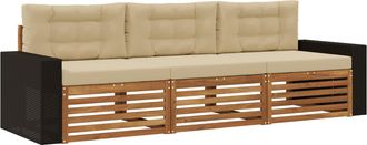 vidaXL Conjunto De Sof&aacute;s De Exterior 3 Uds. Natural Y Beige Poli&eacute;ster Vidaxl
