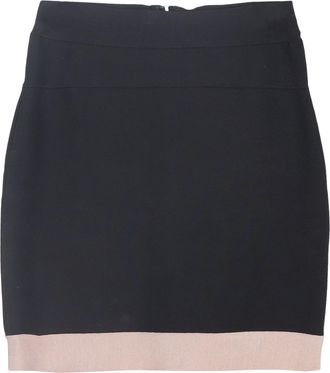 Hérve Léger Color-Block Mini Pencil Skirt in Black and Beige Rayon