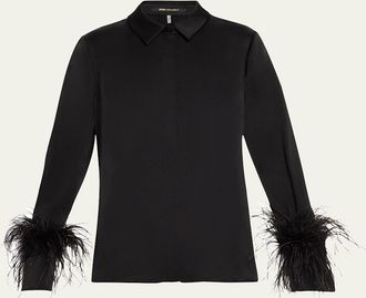 Kobi Halperin Murphy Feather-Trim Collared Blouse
