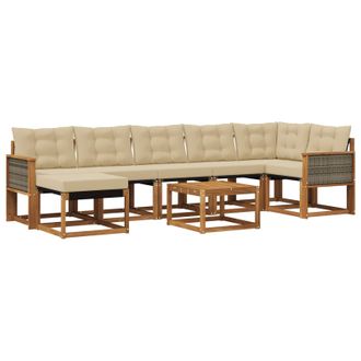 vidaXL Conjunto De Sof&aacute;s De Exterior Con Coj&iacute;n 8 Pcs Natural Y Beige Vidaxl