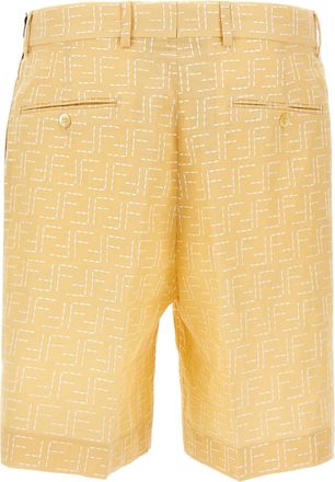 Fendi Mens Bicolor Linen Bermuda Shorts