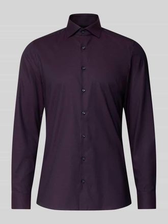 Olymp Level 5 Slim Fit Businesshemd aus Baumwolle mit Kentkragen in Aubergine, Größe 38