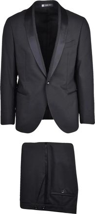 Lab 001 Black Virgin Wool-Blend Tuxedo Formal Suit