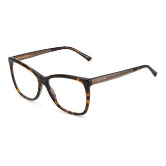 Jimmy Choo London Eyeglasses Square Full Rim, Havana Frame And Clear Demo Lenses Lens Jc362008600