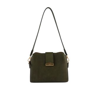 Pourchet Tassen, Dames, Groen, ONE Size, Leer, MM Cavalcade Schoudertas