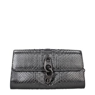 Tom Ford Damens Clutch aus Pythonleder in Silber/Schwarz