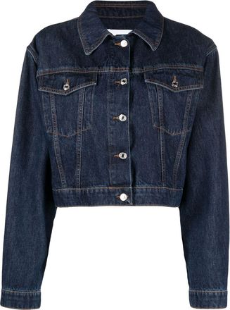 Msgm spread-collar denim jacket - women - Cotton - 38 - Blue