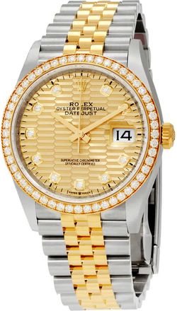 Rolex Datejust 36 Golden Fluted Motif Diamond Dial Automatic Jubilee Watch M126283rbr-0031