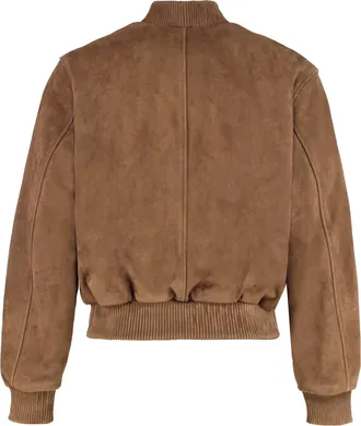 Ami Mens Brown Suede Bomber Jacket Goatskin Leather