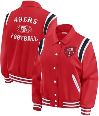 WEAR by Erin Andrews Womens WEAR by Erin Andrews Scarlet San Francisco 49ers Varsity Lightweight Full-Snap Jacket at Nordstrom, Size Xx-Large