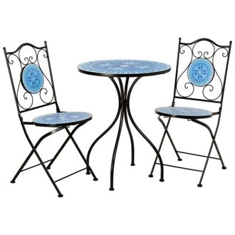 Wanderlust Deco Mesa y 2 sillas de metal y mosaico