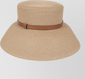 Max Mara straw wide brim hat leather band