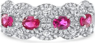 Pompeii3 1.43Ct Ruby & Diamond Ring 10k White Gold Lab Grown Size: 7