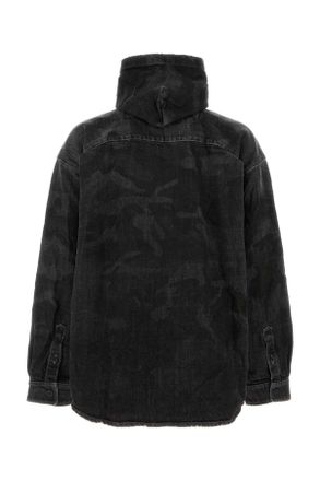Balenciaga Mens Black Denim Jacket Camouflage-Black T Cotton Giubbini Camouflage/black