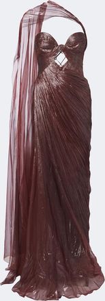 Maria Lucia Hohan Zephyra scarf-detail silk bustier gown