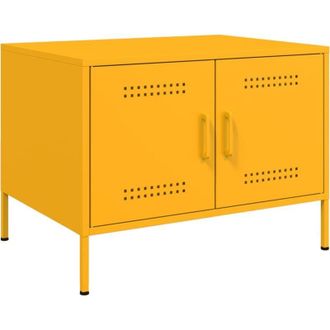 vidaXL Tavolino da Salotto Giallo Senape 68x50x50,5 cm in Acciaio - Vidaxl