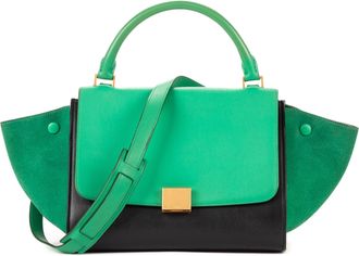 Celine Pre-owned Womens Small Bicolor Trapeze Shoulder Bag - Green - One Size