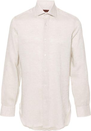 Barba long-sleeve linen shirt - men - Linen/Flax - 44 - Neutrals
