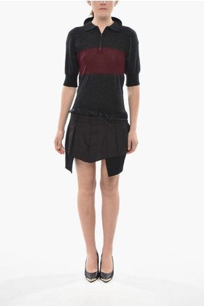 Maison Margiela MM1 Wool-Blend Polo Dress with Double-Fabric Skirt size 40