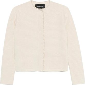Fabiana Filippi Cardigan met structuurrand - Dames - Vesten - Beige - M - Truien & Vesten