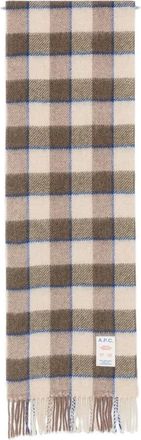 A.P.C. Bufanda de cuadros con flecos - Accessories - Mujer - Beige - ONE SIZE