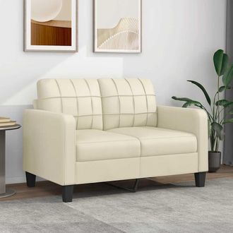 vidaXL Sof&aacute; De 2 Plazas De Cuero Sint&eacute;tico Color Crema 120 Cm Vidaxl