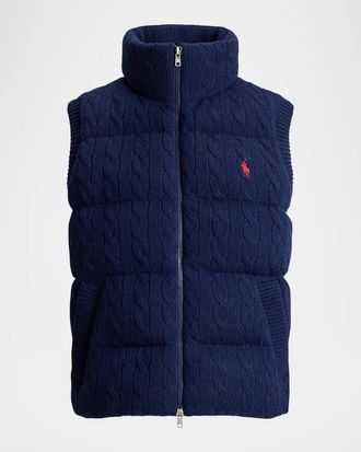 Polo Ralph Lauren Cable-Knit Wool-Cashmere Zip Gilet